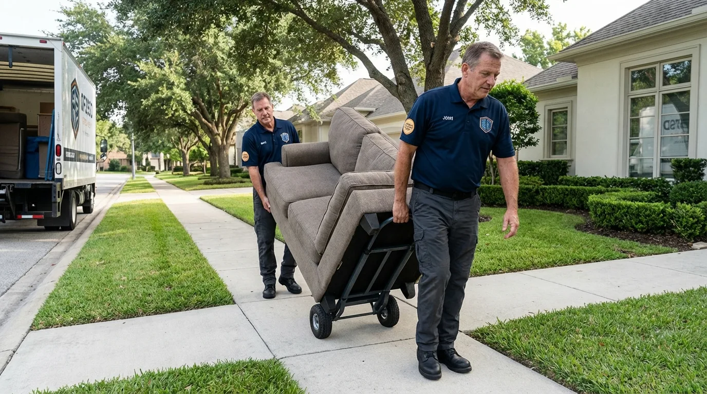 Local residential moving crew loading furniture in Oostburg, WI